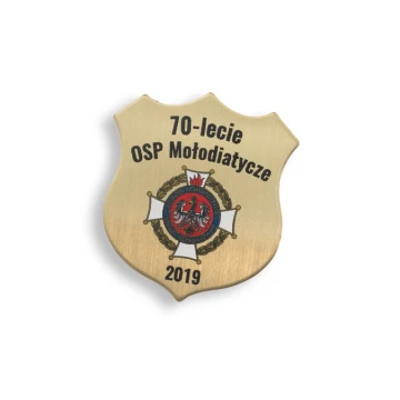 Pinsy - Brass Shields with Your Logo - size 27x30mm - UV print - PS034