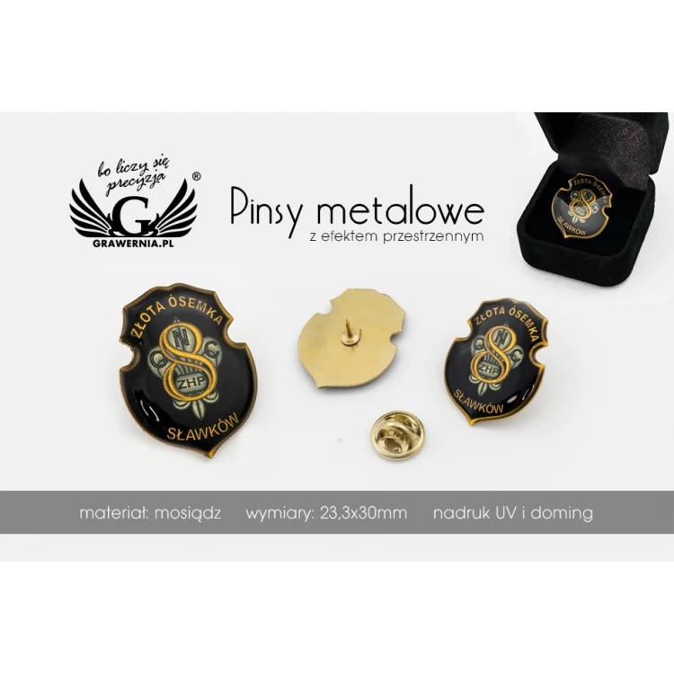 Brass Pins - Convex 3D Doming - Any Logo - PWD001