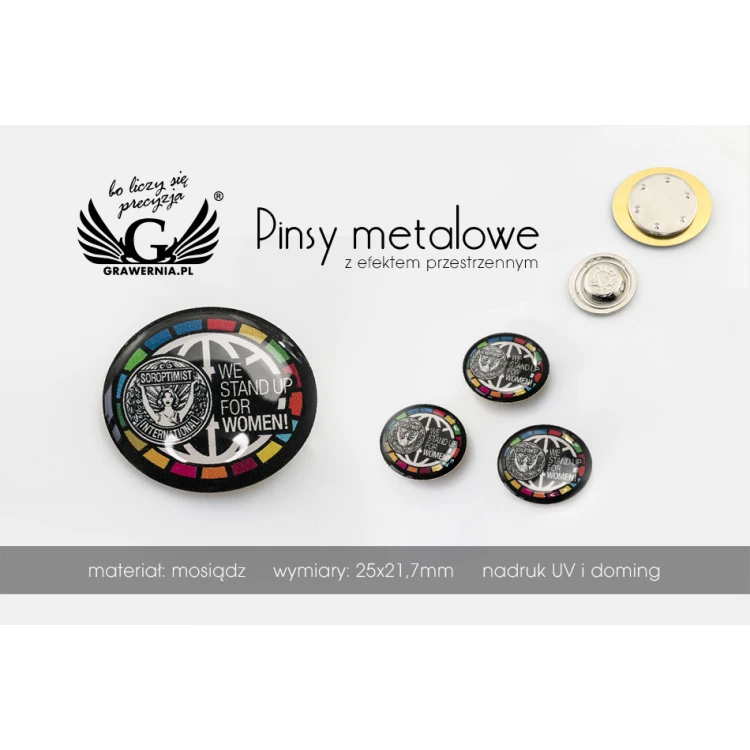 Brass Magnetic Pins - Convex 3D Doming - Any Logo - PWD002