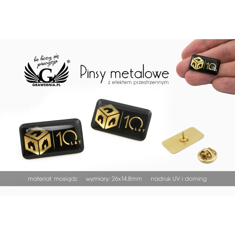 Brass Pins - Convex 3D Doming - Any Logo - PWD006