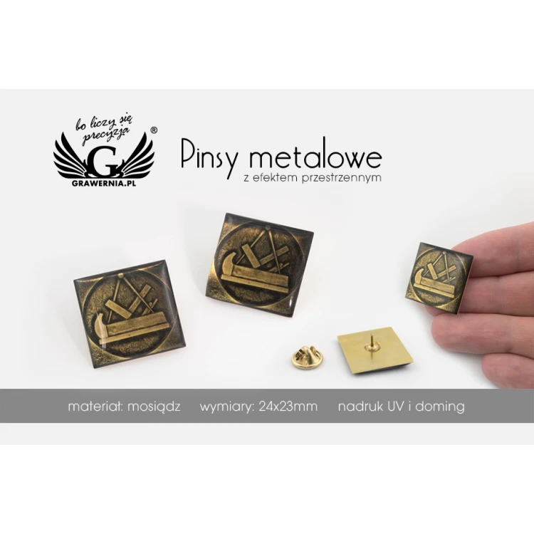 Brass Pins - Convex 3D Doming - Any Logo - PWD007