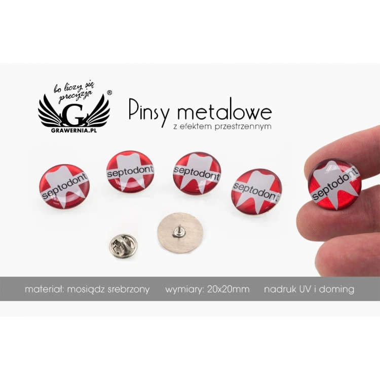 Brass Pins - Convex 3D Doming - Any Logo - PWD009