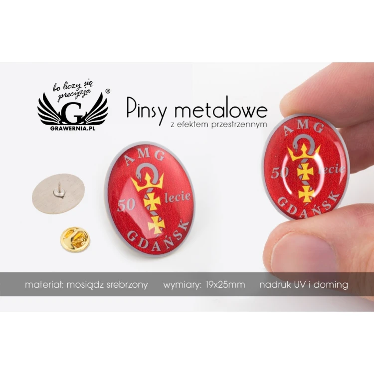 Brass Pins - Convex 3D Doming - Any Logo - PWD012