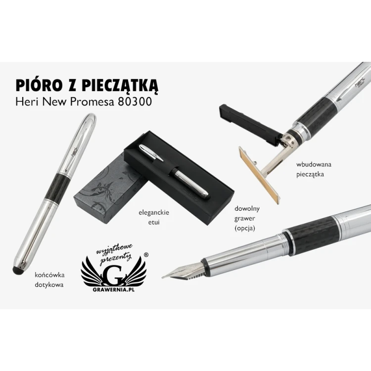 HERI New Promesa Stamp&Touch Fountain Pen - Silver - HER010