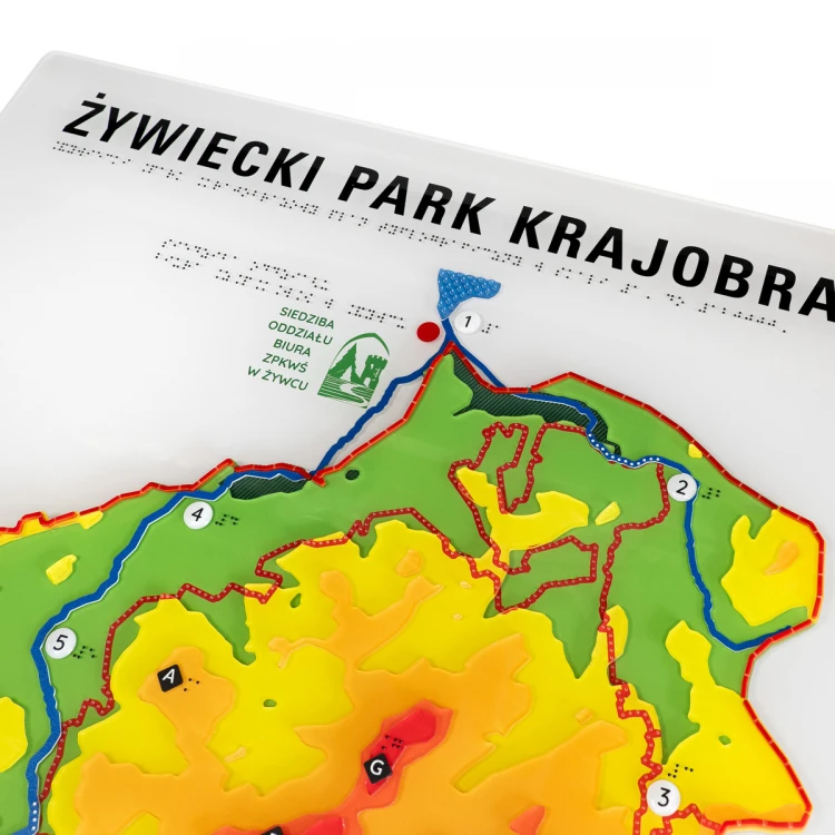 Typhlographic map of the landscape park with Braille script - size: 1100x700mm - TAB515