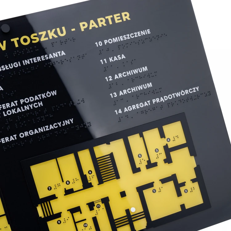 Tactile Map with Braille Script - Plexi and ADA - Size: 615x400mm - TAB484