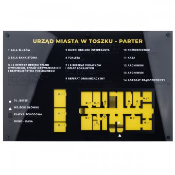 Tactile Map with Braille Script - Plexi and ADA - Size: 615x400mm - TAB484