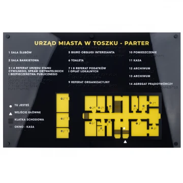 Tactile Map with Braille Script - Plexi and ADA - Size: 615x400mm - TAB484
