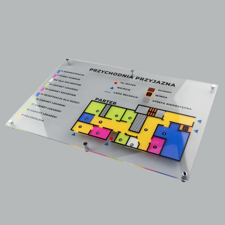 Typhlographic Plan with Braille Script - Plexi and ADA - Size: 500x380mm - TAB518