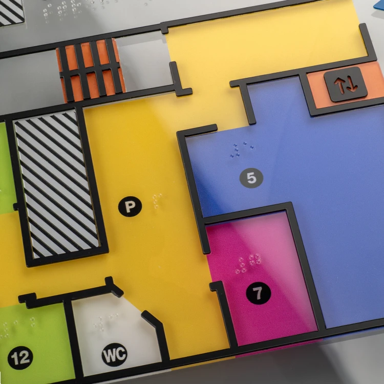 Typhlographic Plan with Braille Script - Plexi and ADA - Size: 500x380mm - TAB518