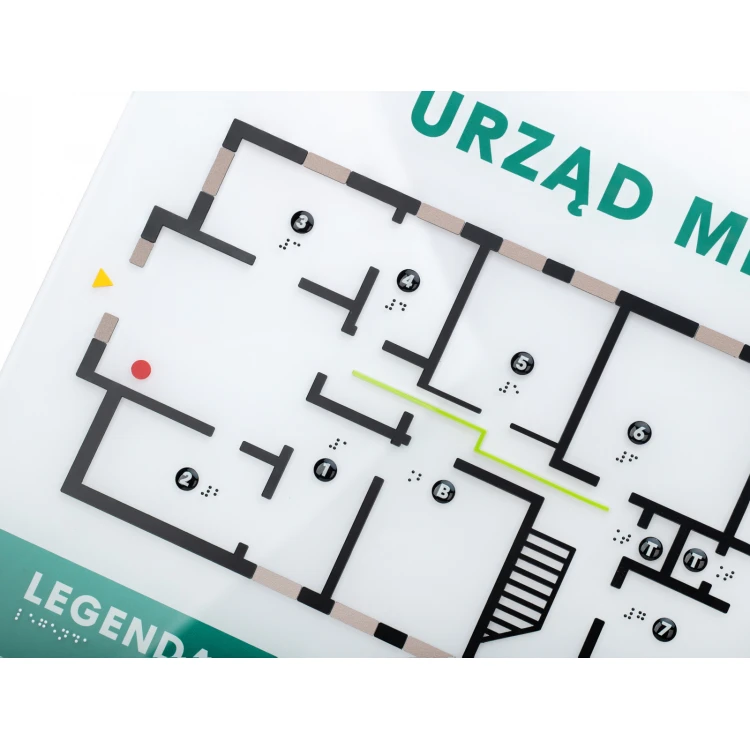 Tactile map with Braille script - plexi and ADA - dimensions: 880x630mm - TAB533