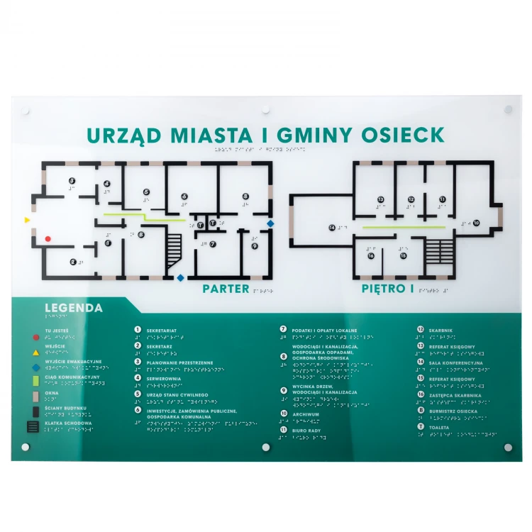 Tactile map with Braille script - plexi and ADA - dimensions: 880x630mm - TAB533