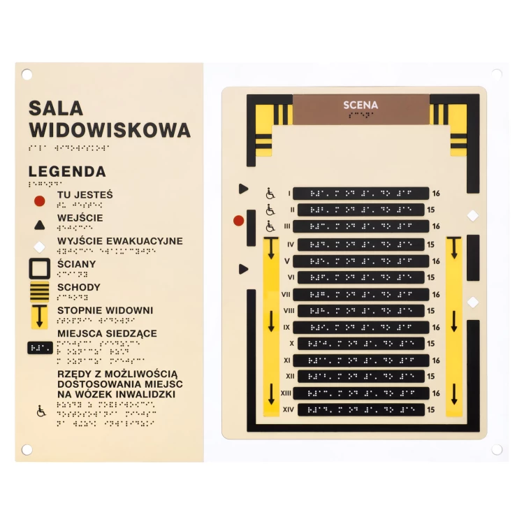 Braille tile plan - ADA plastic, laminate and acrylic - Dimension 550x445mm - TAB585