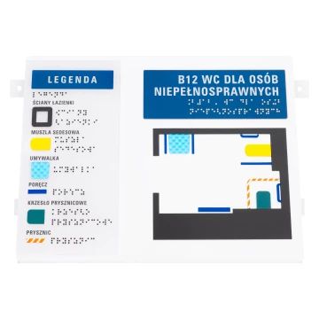 Braille plan with tile writing - ADA material, laminate and acrylic - Dimension 297x210mm - TAB586