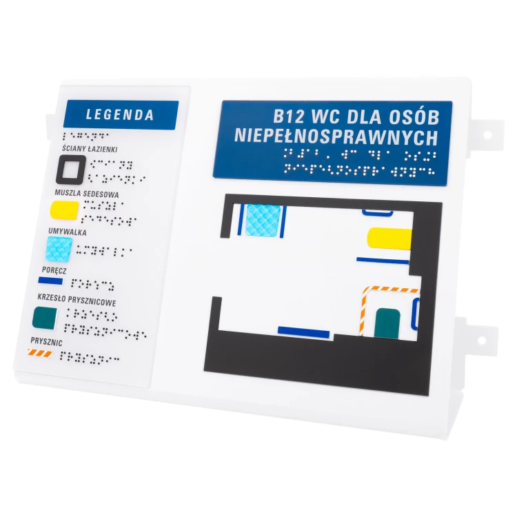 Braille plan with tile writing - ADA material, laminate and acrylic - Dimension 297x210mm - TAB586