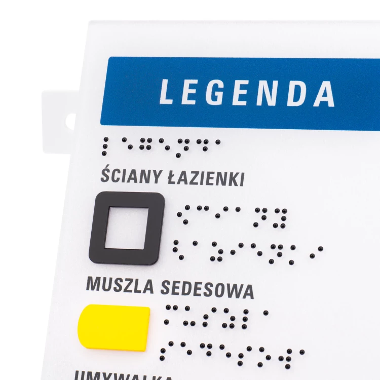 Braille plan with tile writing - ADA material, laminate and acrylic - Dimension 297x210mm - TAB586