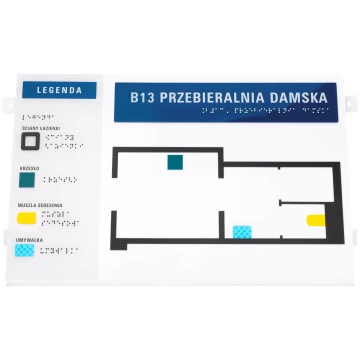 Braille plan with tile writing - ADA material, laminate and acrylic - Dimension 400x250mm - TAB588