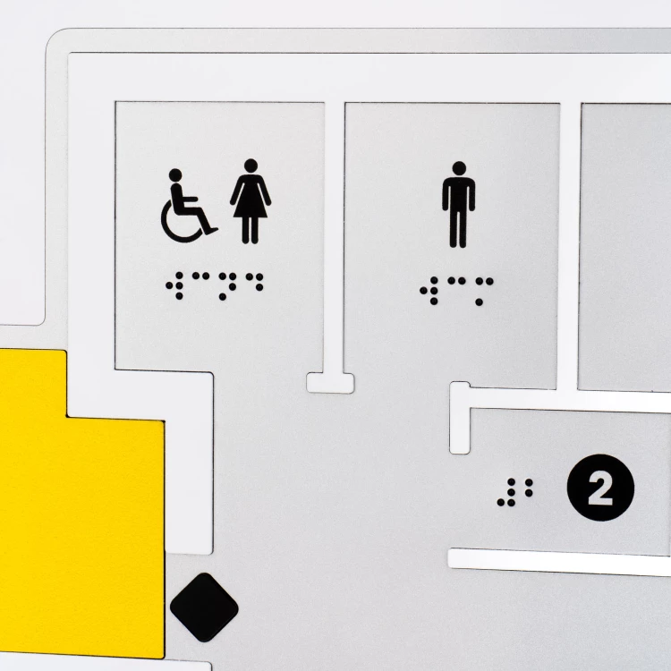 Braille tile plan - ADA plastic, laminate and acrylic - Dimension 850x650mm - TAB589