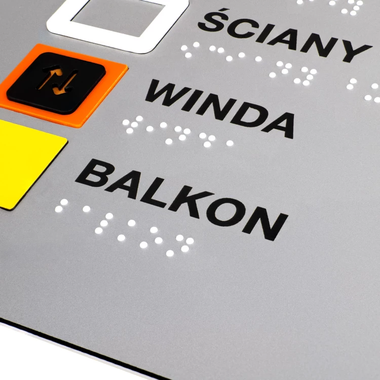 Braille tile plan - ADA plastic, laminate and acrylic - Dimension 850x650mm - TAB589