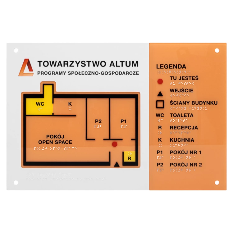 Braille plan with Braille - Hard PVC, ADA plastic and acrylic - Dimension 475x320 mm - TAB666