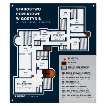 Braille tile plan - PVC hard, ADA plastic, laminate and acrylic - Dimension 450x520 mm - TAB677