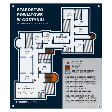 Braille tile plan - PVC hard, ADA plastic, laminate and acrylic - Dimension 450x520 mm - TAB677