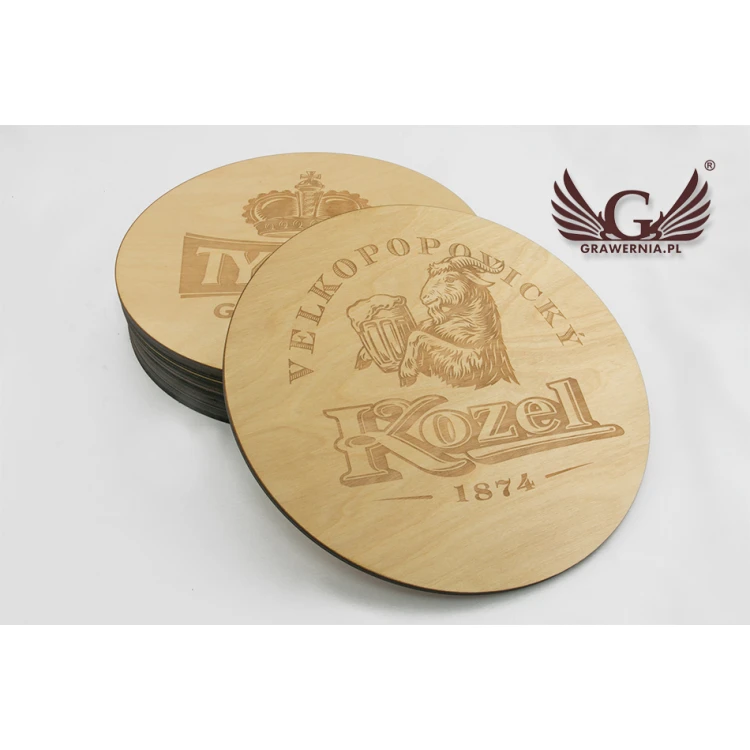 Wooden coaster laser cut and engraved - diameter: 275mm