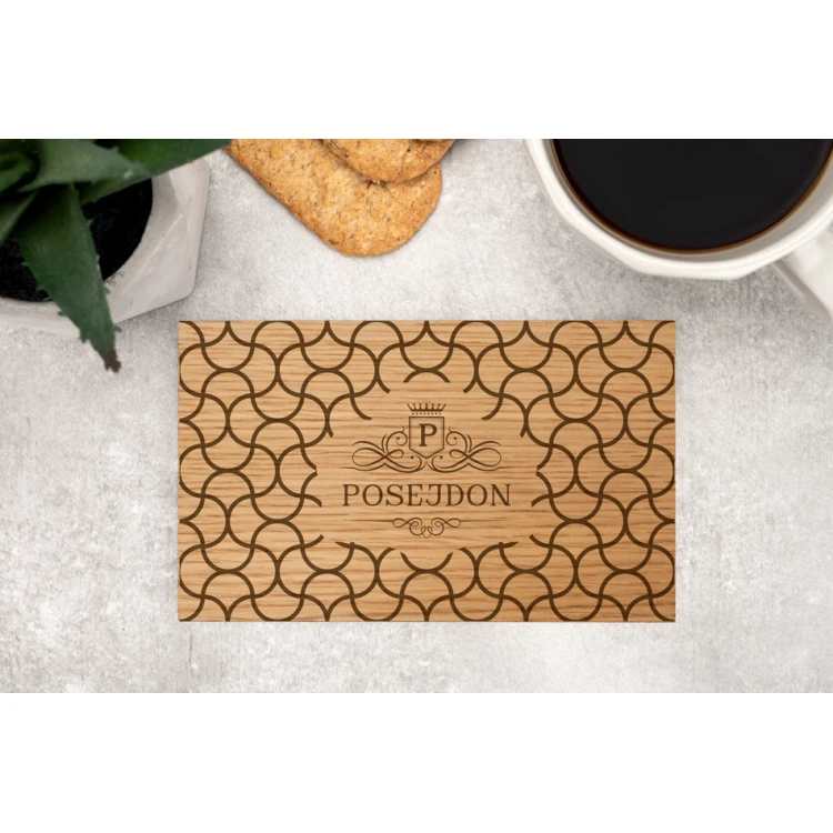 Oak Wood Coasters 2 pcs - Custom Engraving of Any Logo, Text - Size 155x93mm - PDK014