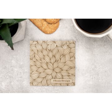 Solid Maple Wood Coasters 2 pcs - Engraving of Text, Initials - Size 100x100mm - PDK016