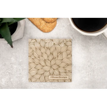 Solid Maple Wood Coasters 2 pcs - Engraving of Text, Initials - Size 100x100mm - PDK016