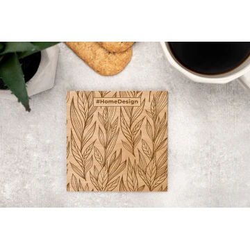 Coasters 2 pcs. made of solid alder wood - engraving of text, initials - size 100x100mm - PDK018