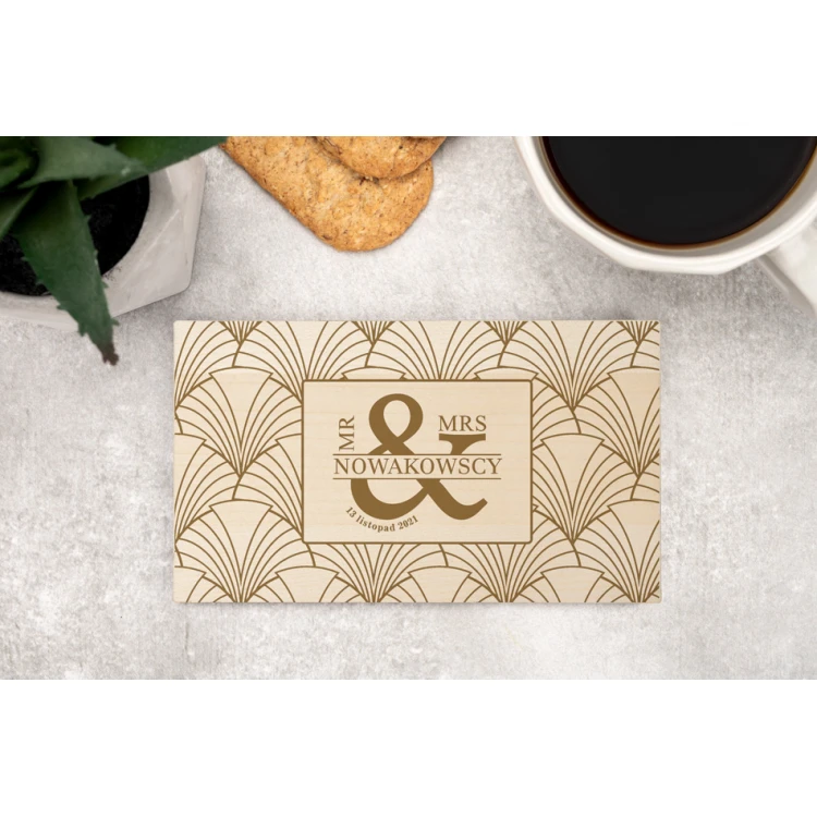 Solid Maple Wood Coasters 2 pcs - Gift for Newlyweds - size 149x86mm - PDK024