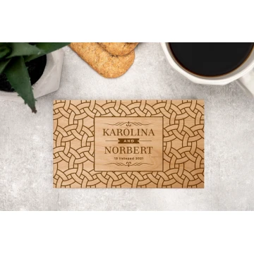 Coasters 2 pcs. made of solid alder wood - Gift for the Newlyweds - dim. 149x86mm - PDK025