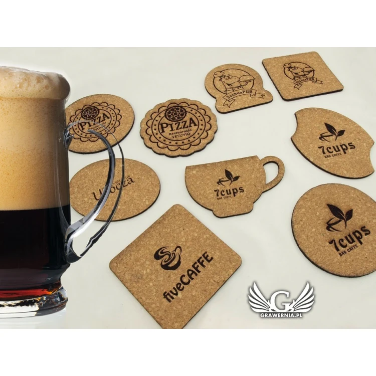 3mm Cork Coasters - Set of 100 pcs. - Laser Engraved and Cut