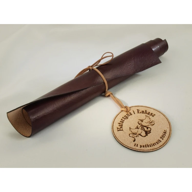 Thank You for Parents - Leather Diploma with Medal, Tied with a Thong - DSK006