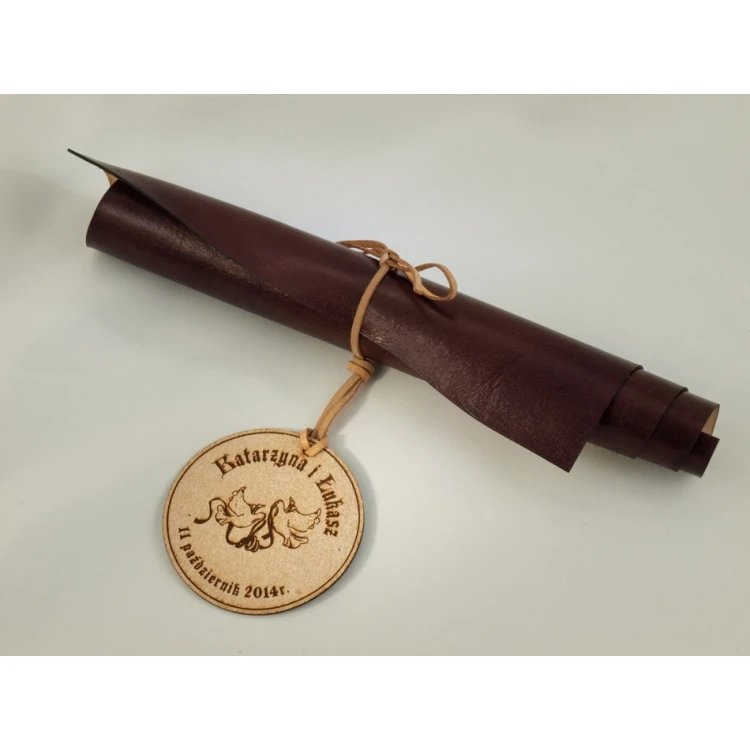 Thank You for Parents - Leather Diploma with Medal, Tied with a Thong - DSK006