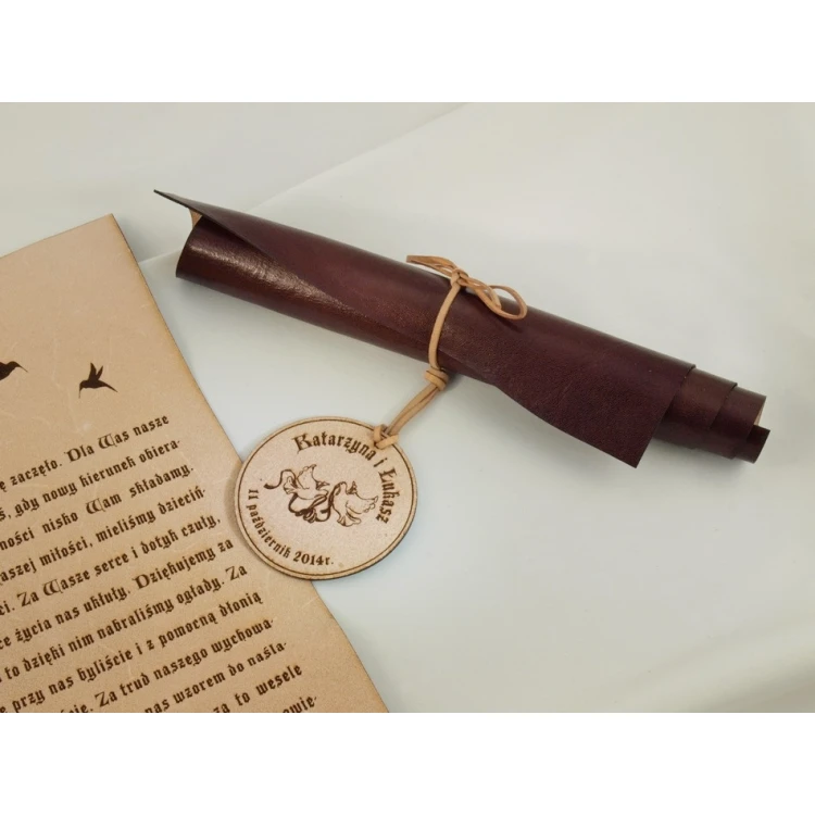 Thank You for Parents - Leather Diploma with Medal, Tied with a Thong - DSK006