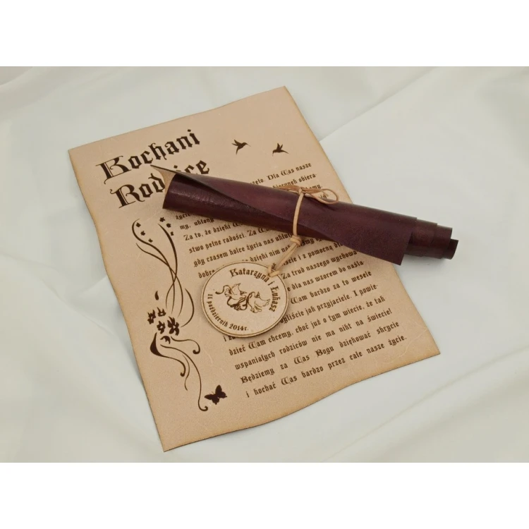 Thank You for Parents - Leather Diploma with Medal, Tied with a Thong - DSK006