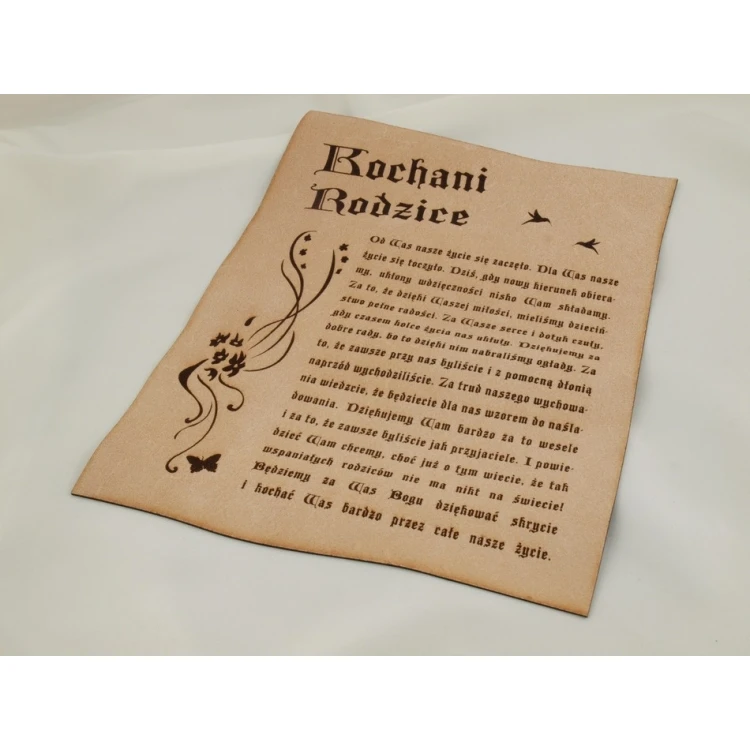 Thank You for Parents - Leather Diploma with Medal, Tied with a Thong - DSK006