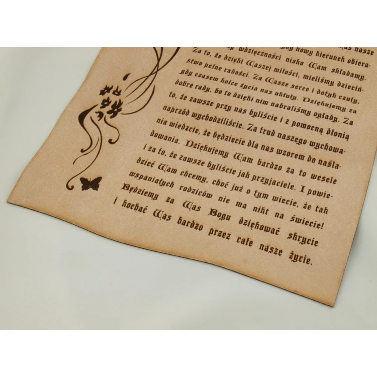 Thank You for Parents - Leather Diploma with Medal, Tied with a Thong - DSK006