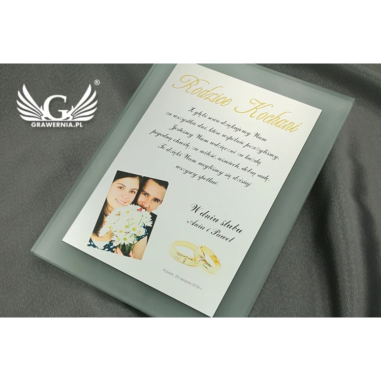 Thank You for Parents - Glass Certificate - Colorful UV Print - DUV016