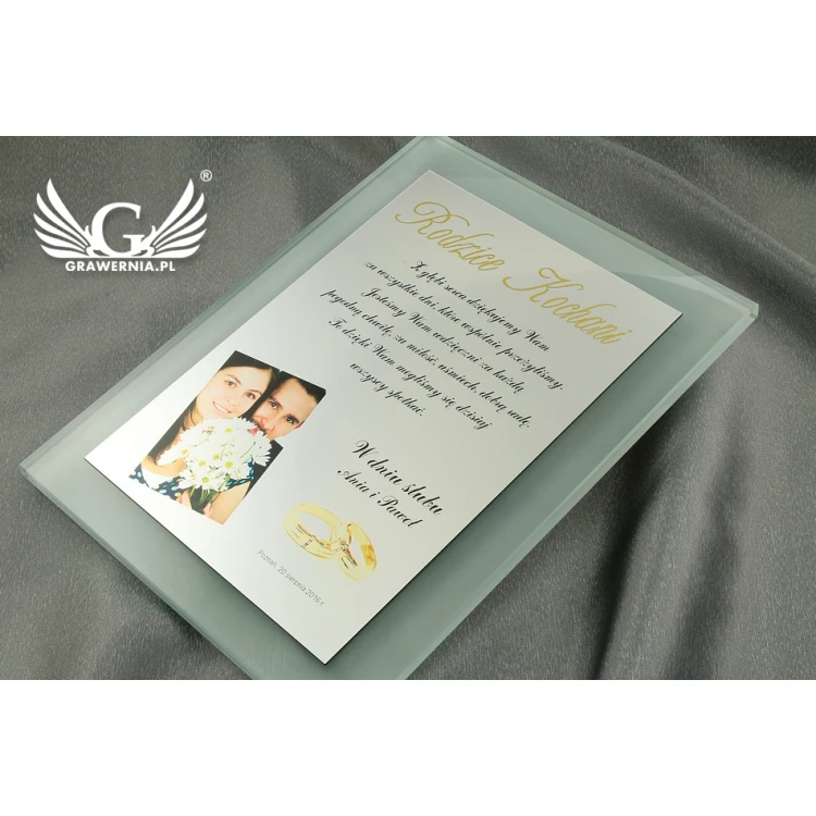 Thank You for Parents - Glass Certificate - Colorful UV Print - DUV016