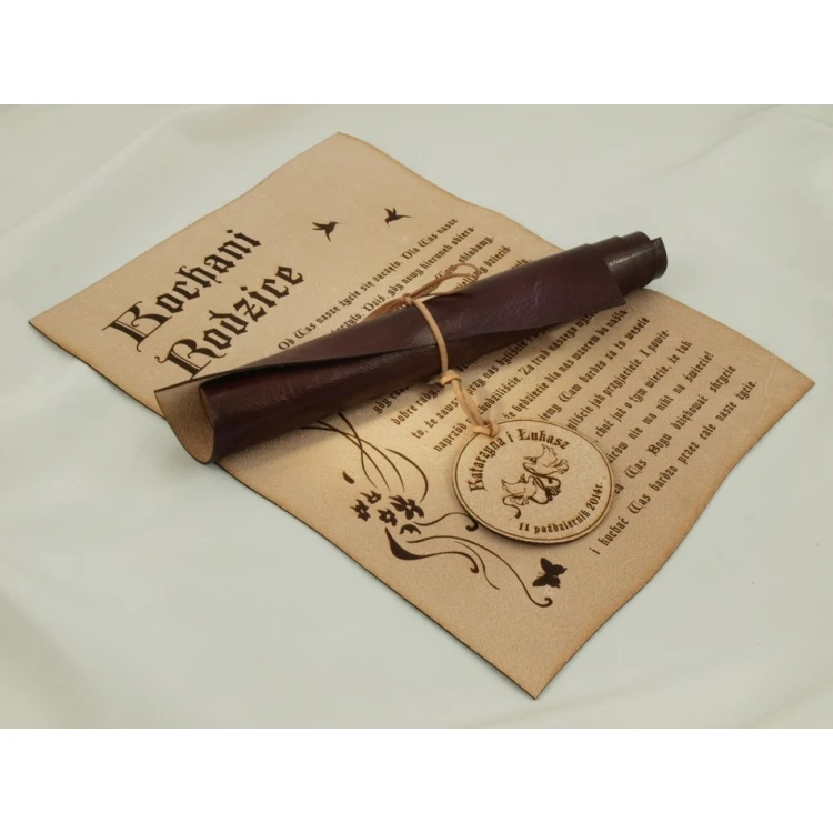 Thank You for Parents - Leather Diploma with Medal, Tied with a Thong - DSK006