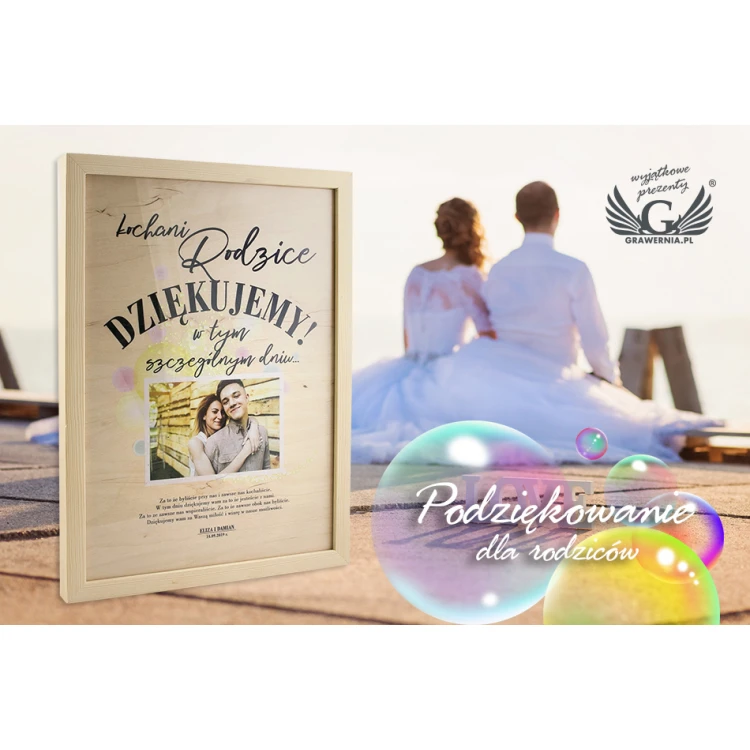 Thank You for Parents - Diploma in Wooden Frame - A3 - Colorful UV Print - DUV032