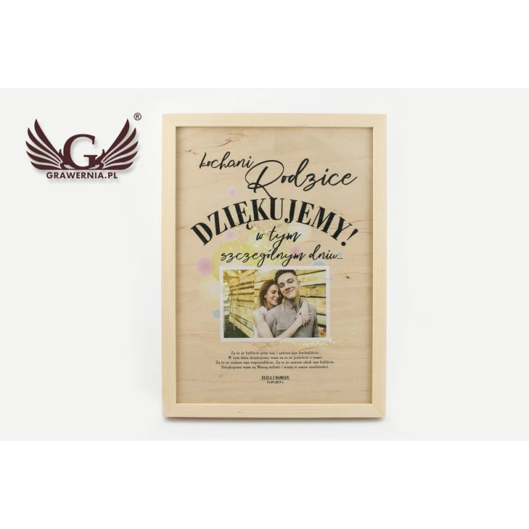 Thank You for Parents - Diploma in Wooden Frame - A3 - Colorful UV Print - DUV032