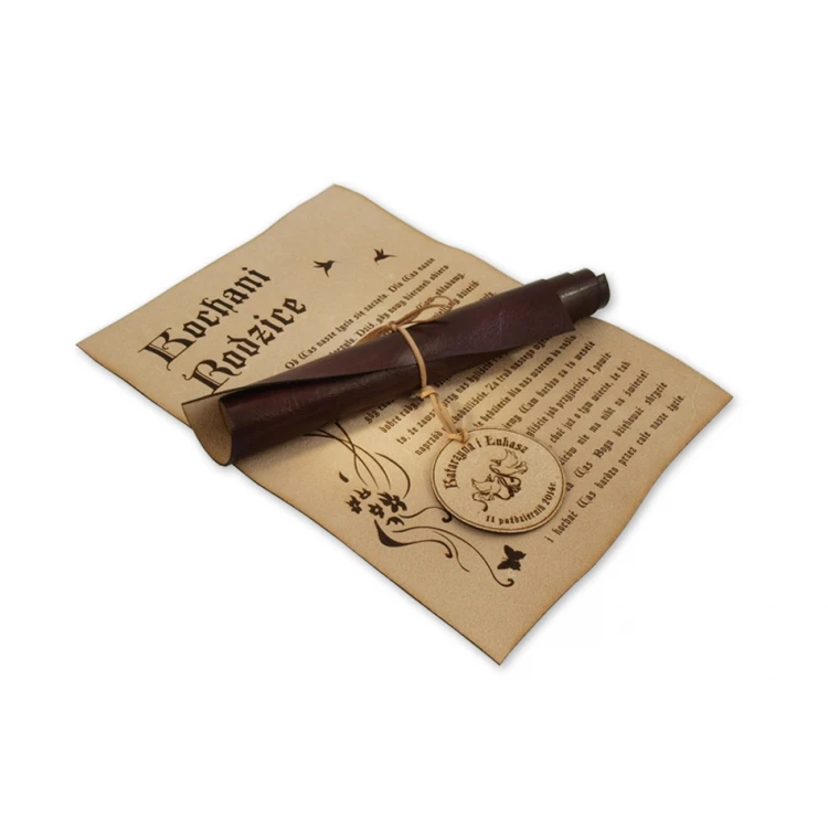 Thank You for Parents - Leather Diploma with Medal, Tied with a Thong - DSK006