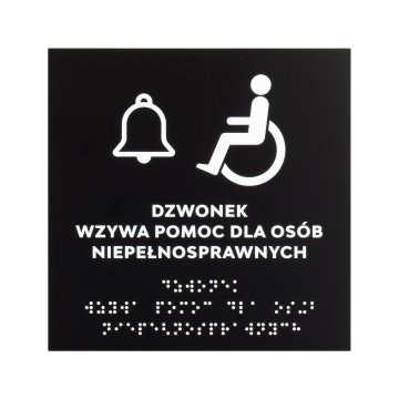 Assistance for Disabled People - Matte Black Acrylic Sign - Size 150x150mm - TAB575