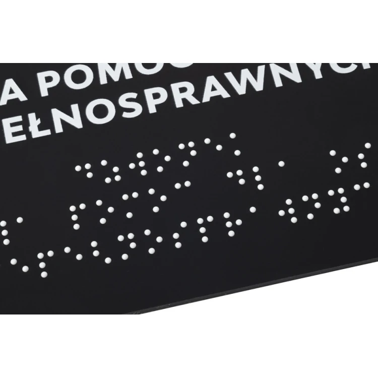 Assistance for the Disabled - Braille Signage - Matte Black Acrylic - Size 180x170mm - DARK - TAB425