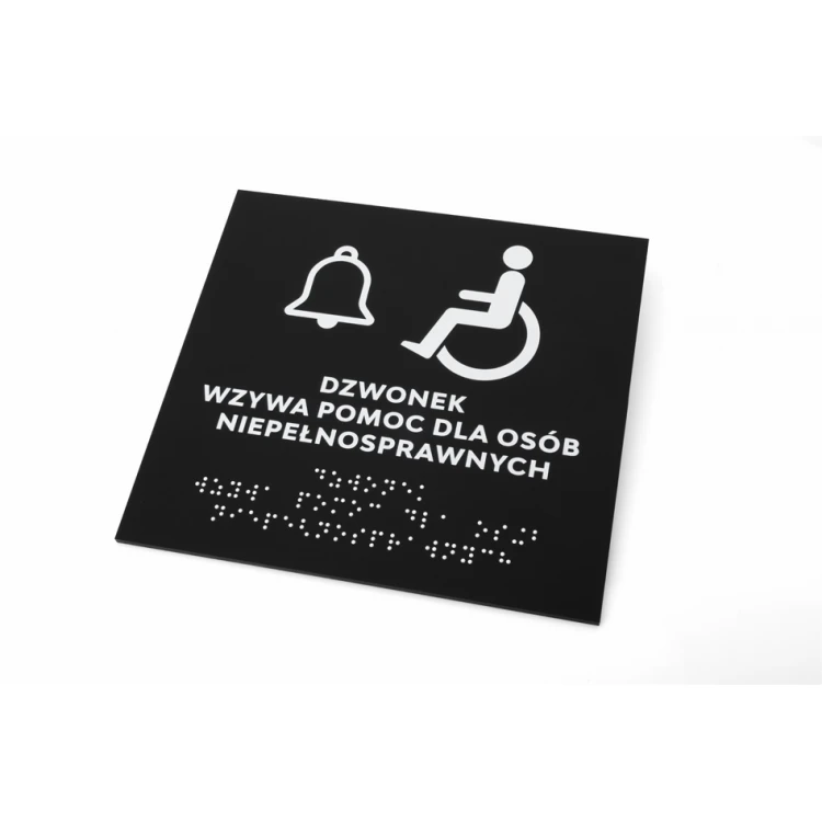 Assistance for the Disabled - Braille Signage - Matte Black Acrylic - Size 180x170mm - DARK - TAB425