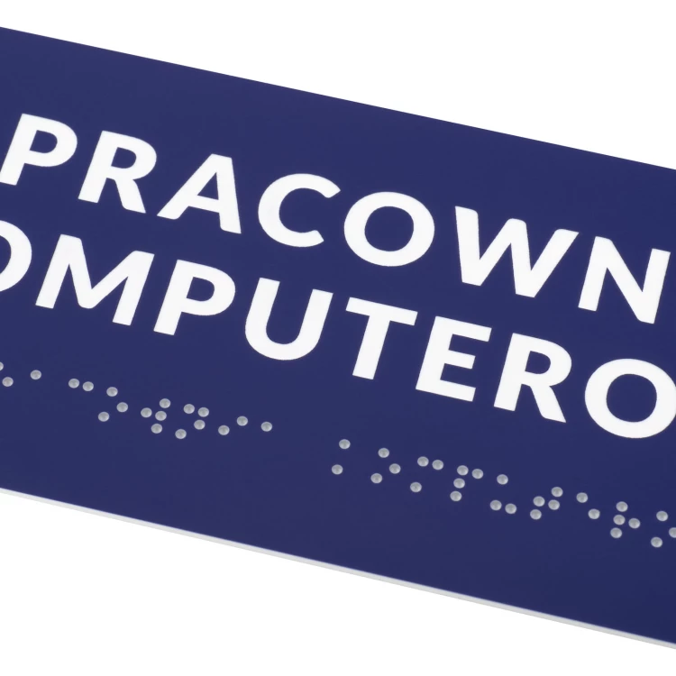 Computer Lab - Door or Wall Plaque with Braille Lettering - Size 200x80mm - TAB558